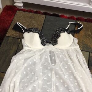 Seductive Wear by Cinema Etoile Sheer polkadot lace nighty. Size Large
